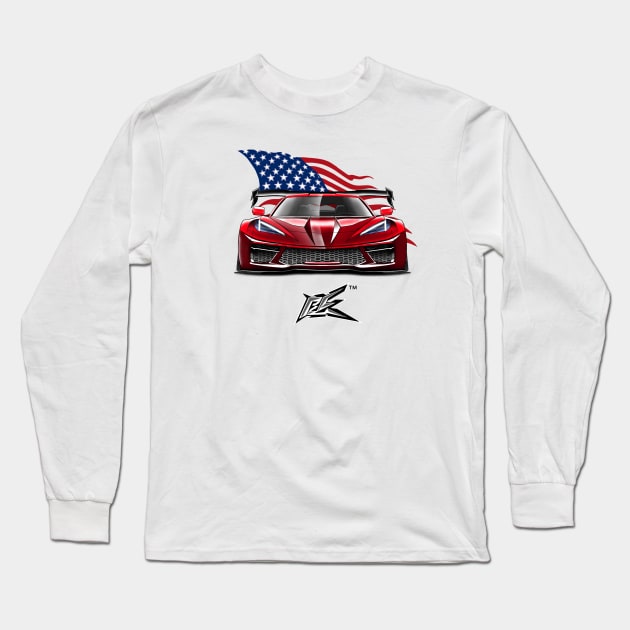 corvette c8 stingray widebody red Long Sleeve T-Shirt by naquash